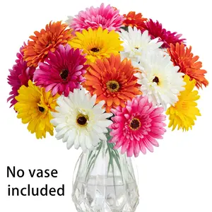 15pcs Vibrant Artificial Gerbera Daisy Fake Flowers, Realistic Faux Plastic Chrysanthemum, Indoor Home Decor, Wedding, DIY, Party, Garden, Vase Decor（No vase）