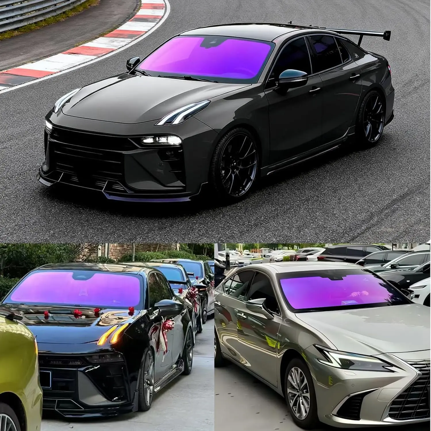 XhuangTech 65% VLT Premium Tinted Window Film Roll (30In X 10Ft) - Car Exterior Accessory, Dreamy Purple, Scratch-Resistant, UV Blocking, IR Ray Blocking, Heat & Glare Reduction, Sun Protection, for Car Windows, Home Glass, Roll Film