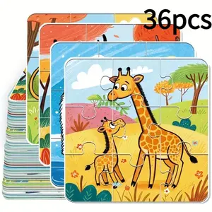 36 Piece Kids Puzzle Box with Parent-Child Matching Pictures, Early Learning Travel Toy for Kindergarten, Puzzles for Toddlers, Creative Puzzle, Christmas/halloween Gift