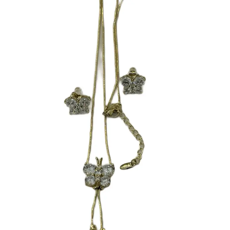 Laminate Gold Daily Use Necklace Set with Decorative Elements and Adjustable Chain