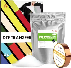 DTF Transfer Film and  Kit - 30 Sheets A4 DTF Film for Sublimation and DTF Printer, 1.1lb/500g White Medium DTF , DTF Starter Kit for Printing on Any Fabrics
