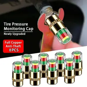 [4 Counts] Automobile Wireless Tire Pressure Cap Valve Tire Pressure Gauge Monitor External Tire Cap Vacuum Pressure Detection Warning Cap