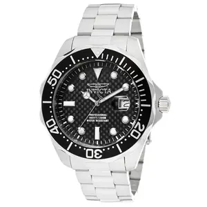 Invicta IN12562 Mens Swiss 20ATM Pro Diver Black Carbon Fiber Dial Stainless Steel Watch