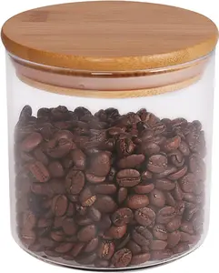 Stylish 18 Oz Glass Jar with Sealed Bamboo Lid - Perfect for Storing Coffee, Sugar, Spices, Tea, Beans, Candy & Cookies! Keep your kitchen organized and chic with this clear thickened version storage container! 77L