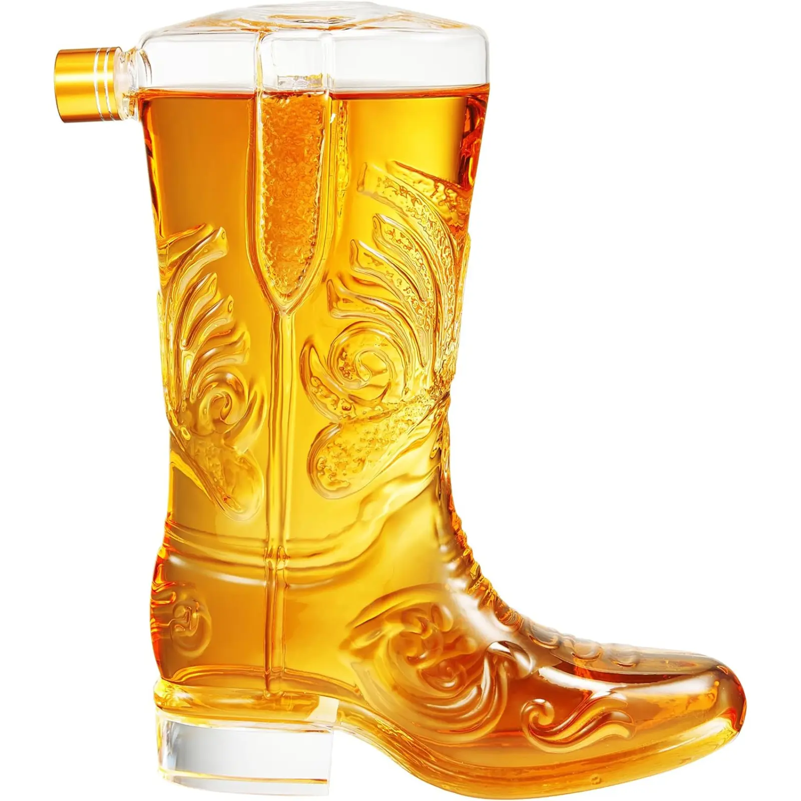 Western Cowboy Boot Whiskey Decanter 27oz – Unique Handcrafted Glass Liquor Bottle, Collectible Barware Birthday, Christmas, Gift for Men, Dad, Husband, Bourbon, Tequila, Scotch, Fathers Day, Home Bar