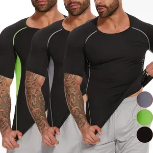 Menswear Body Shaper Shapewear Compression Tank Top Shirts Short Sleeve Workout Gym Running Tops Cool Quick Dry Lightweight Breathable Sports Athletic Undershirts Stretchy Activewear Fit