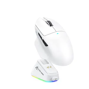 ATTACK SHARK V6 Lightweight Wireless Gaming Mouse with RGB Magnetic Charging Dock, Broadcom BK52820 Chip, PixArt 3311 25K DPI, Tri-Mode BT/2.4G/Wired, 65g Ultralight, for PC/Gamer/Office