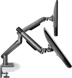 POUT - E12 Dual Monitor Arm - High-End Adjustable Full Motion Tilt Swivel Rotate Spring Desk Mount Stand