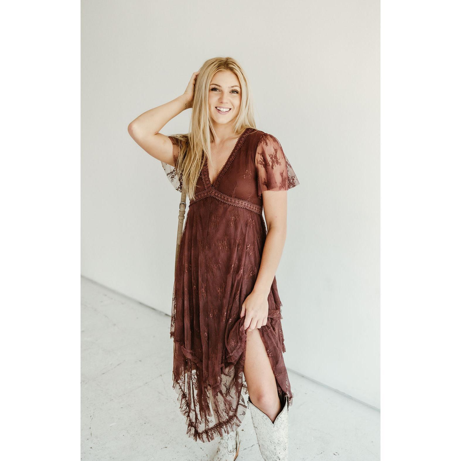 Embellished Lace Hem Dress