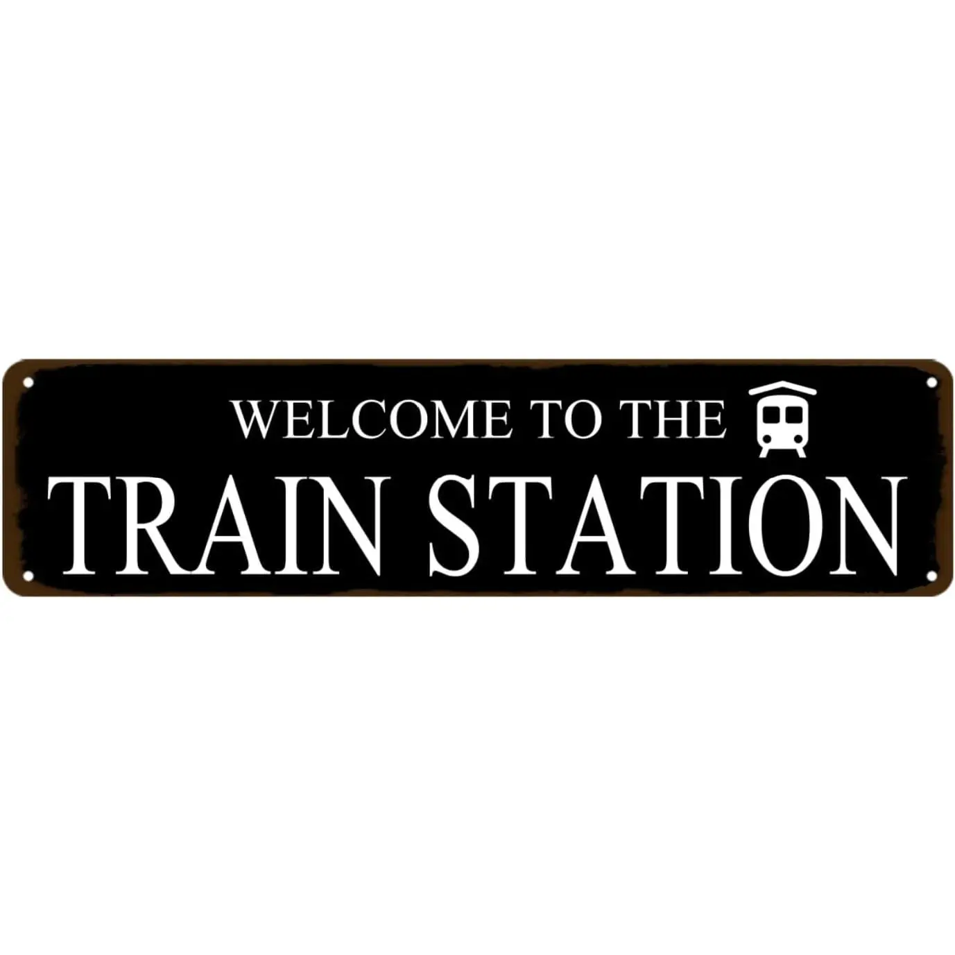Rustic Train Station Sign Vintage Metal Tin Sign Welcome To The Train Station Signs Train Decor Home Bar Pub Poster Wall Art Decorative 4x16 Inch
