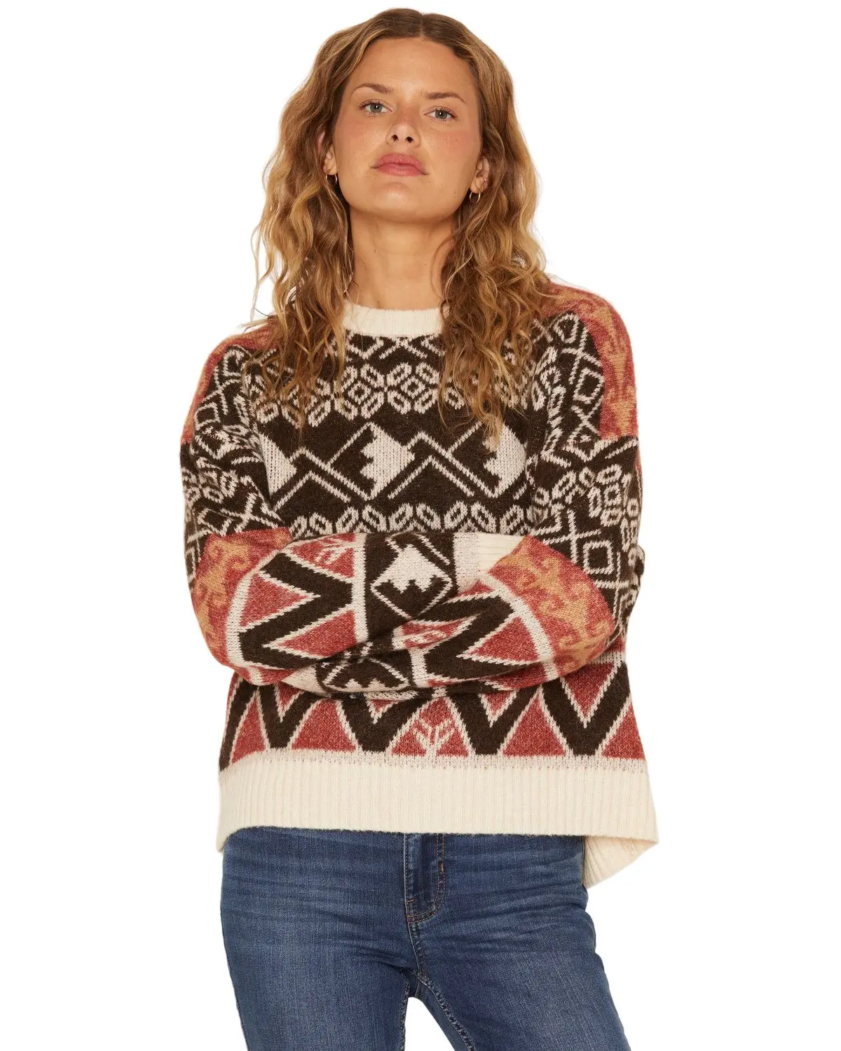 By Together Women's Women'S Southwestern Print Sweater - Cw1163