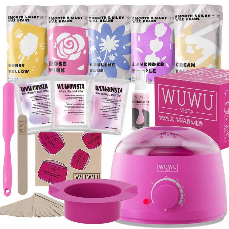 Complete Waxing Kit, Us Plug, 23-Piece Set, Professional Wax Heater, Includes 5 Packs of Wax Beads, Silicone Applicator, Body Care for Hair Removal and Smooth Skin