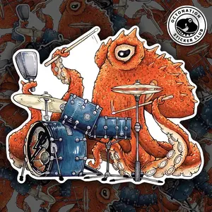 Drummer for the ClawBreakers, Giant Pacific Octopus | OctoNation Sticker Club