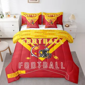 Football 7 Pieces Comforter Sets Bedding Set for All Season Football City Bed in a Bag with Comforter,Sheets,Pillowcases & Cushion Cover
