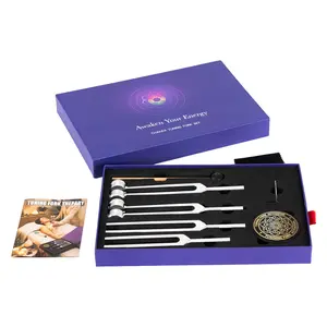 Tuning Forks for Healing Set (128Hz, 136.1Hz, 256Hz, 384Hz) - Weighted & Unweighted Tuning Forks with a Rubber Mallet - Chakra Sound Therapy Instruments with a Exquisite gift box , Healing Gifts for Women & Men
