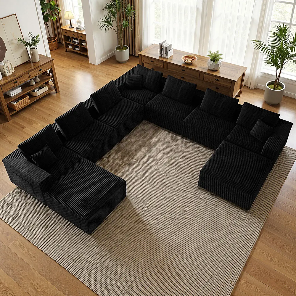 【9 Packages shipping】142"Oversized Boneless sectional couch,9 seater U-Shaped Modular cloud couches with ottoman,Free Combination Deep Seat Corner Large Couch,NoAssembly Required,For Big Comfy LivingRoom Apartment,Modern Upholstered Sofas