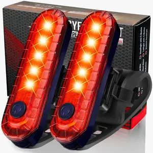 USB-C Rechargeable Bike Tail Light 2 Pack, Bright Bicycle Rear Cycling Safety Flashlight Accessories for Night Riding, Cyborg 120T, 4 Light Modes for Adults Kids Men Women Road Mountain
