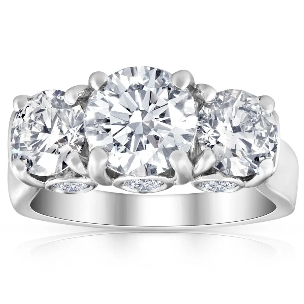 4 5/8 Ct TW Three Stone Diamond Engagement Ring 14k White Gold Lab Grown