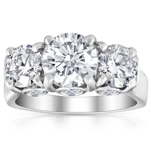 4 5/8 Ct TW Three Stone Diamond Engagement Ring 14k White Gold Lab Grown