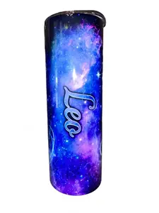Leo - Zodiac Sign with Galaxy and Stars - July 23rd - Aug 22nd - 20oz oz 20 oz. 20oz. Skinny Sublimation Tumbler - Amy's Tumbler Junkies!