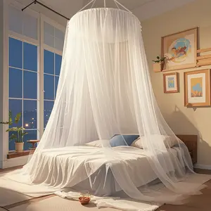 Portable Dome Mosquito Net for Bed - Encrypted Fine Mesh Mosquito Protection, Cool & Breathable Hanging Bed Canopy, Lightweight Foldable Easy Setup Bed Net for Home, Travel & Camping, Fits Twin/Queen/King Beds
