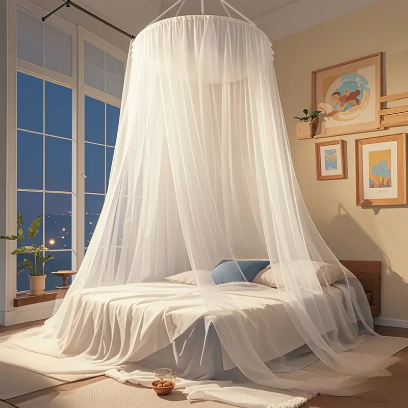 Portable Dome Mosquito Net for Bed - Encrypted Fine Mesh Mosquito Protection, Cool & Breathable Hanging Bed Canopy, Lightweight Foldable Easy Setup Bed Net for Home, Travel & Camping, Fits Twin/Queen/King Beds summerwins