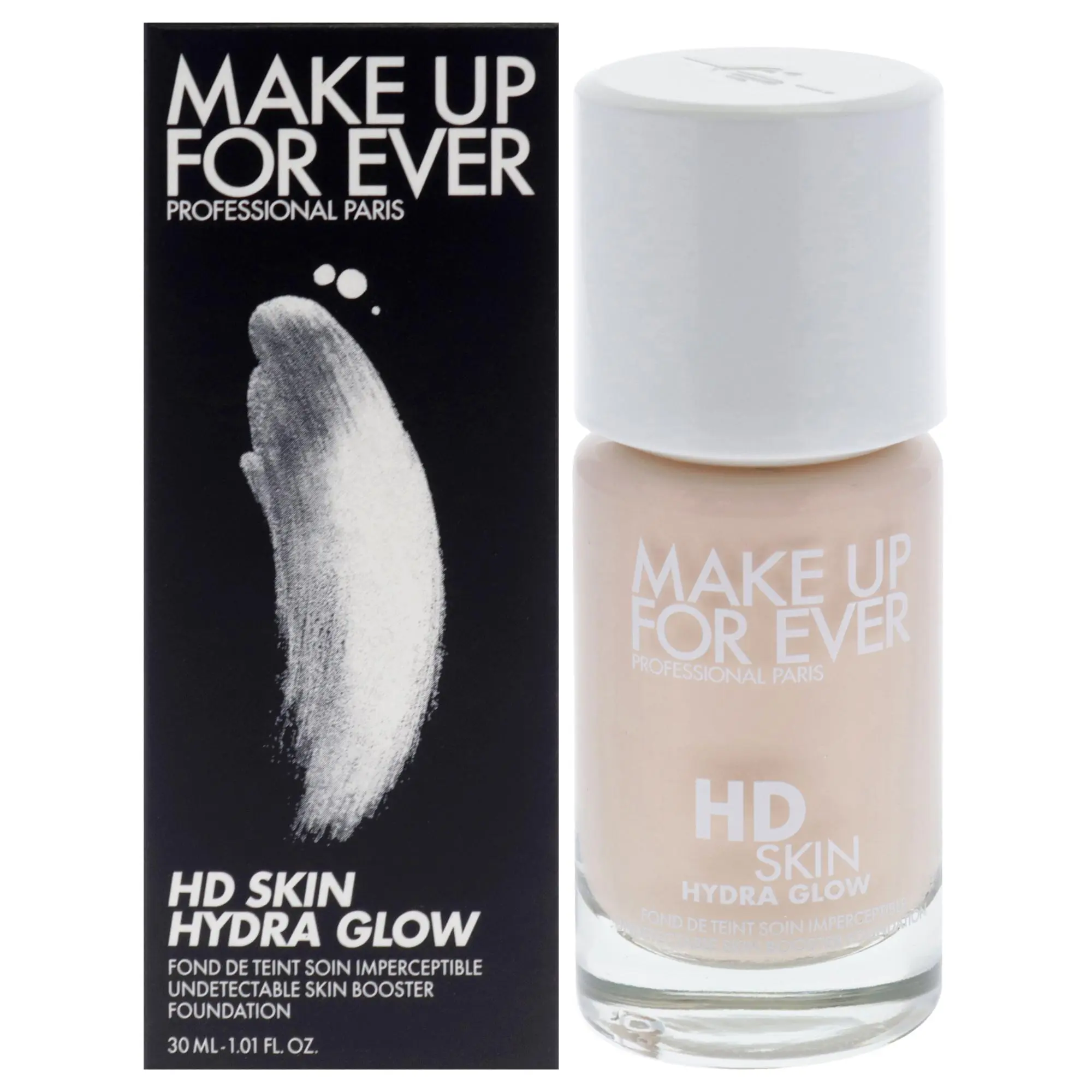 Make Up For Ever HD Skin Hydra Glow Flawless Radiant Hydrating Glow Cosmetic Foundation - 1R00 Cool Shell, 1.01oz for Women, Makeup