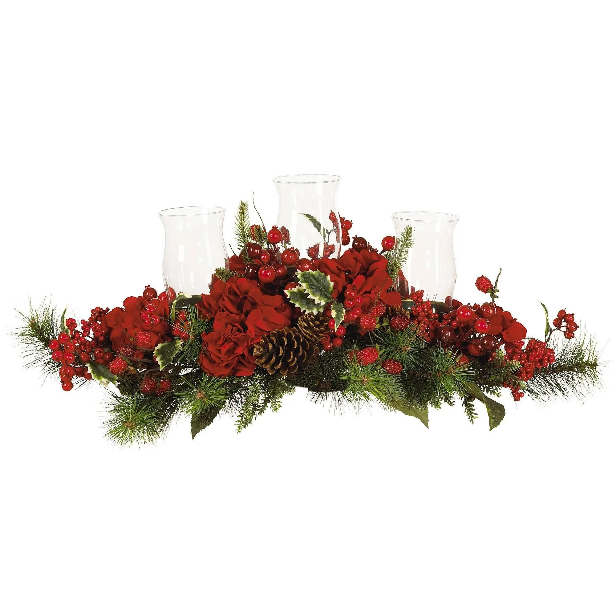 Hydrangea Holiday Glass Candelabrum with 3 Candles - Candle Decoration, Glass Home Decor Table Centerpiece for Festive Home Accents Hydrangea Holiday Glass Candelabrum with 3 Candles - Candle Decoration, Glass Home Decor Table Centerpiece for Festive Home Accents
