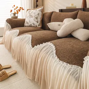 1pc Stylish High-End Chenille Sofa Cover, Sofa Slipcover, French Vintage Design, Anti-Cat Scratch, Non-Slip, Suitable for All Seasons, Sofa Protector