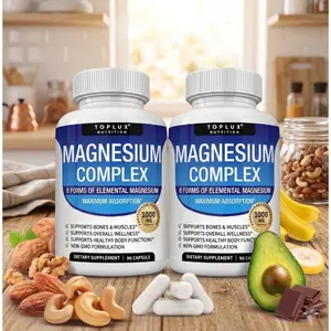 Magnesium Complex Supplement 8 Elemental Forms High Absorption Blend with Glycinate Citrate Malate and Taurate for Muscle Recovery Calm Mind Deep Sleep Bone Density and Whole Body Wellness All Natural Veggie Capsules for Men and Women Formula