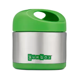 Yumbox Cubi Stainless Steel Thermal food jar for hot and cold meals, 10 oz, Ergonomic Handle for Easy Fill and Carry, Kids Size