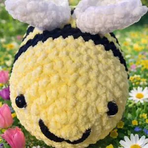 Crochet Bee Plushie - Adorable Yellow & Black Handmade Crafted Plush Toy with Soft Texture