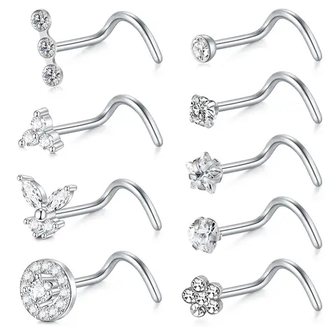 Summer Unisex Rhinestone & Flower Decor Nose Ring, Casual Trendy Nose Ring for Women & Men, Fashionable Body Jewelry for Daily & Party Decoration, Streetwear Matching Jewelry, High Quality Jewelry, Nose Piercing Jewelry, Nose Rings Set, Body Jewellery
