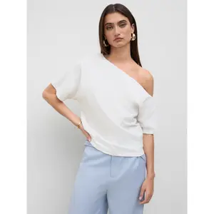 Cider Women's Cotton-Blend Asymmetrical Ruched Tee, Comfort Stretch Work Daily Top for Summer Office & Casual Wear