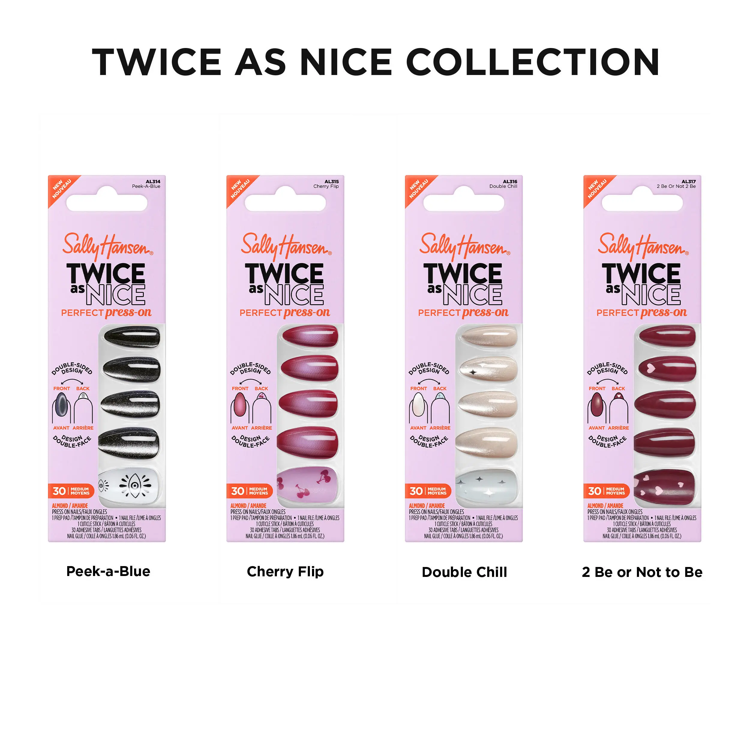 Sally Hansen Twice as Nice Perfect Press On Cherry Flip