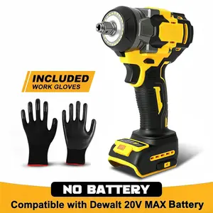 1/2" Brushless High-Torque Impact Wrench Compatible with DeWalt 20V MAX Battery – Includes Work Gloves, Cordless Power Tool (Tool Only)