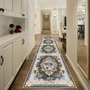 Luxury Style Kitchen Runner, 1 Count Soft and Comfortable Living Room Long Decorative Carpet, Floral Washable Rug, Anti Stain and Easy to Clean Kitchen Floor Mat, Floral Pattern Rug, Decorative Rugs