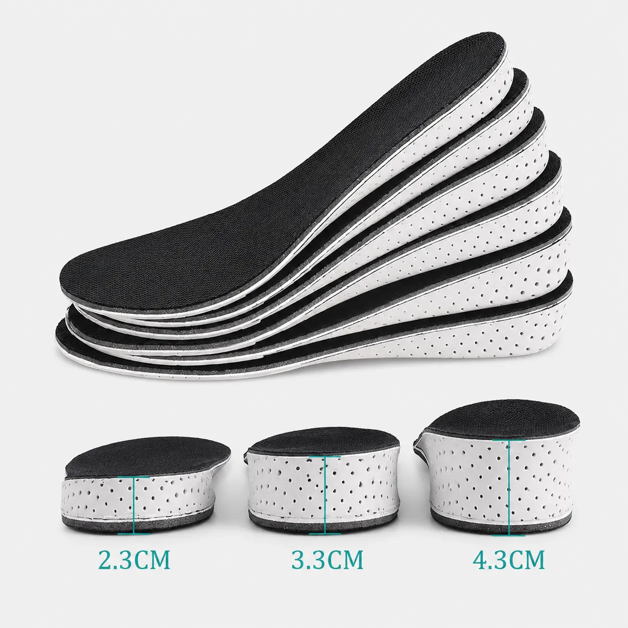 1Pair Height Increase Insoles Unisex Shoes Insole Height Lift Adjustable Cut Shoe Heel Insert Taller Support Absorbant Foot Pads