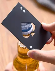 Wine Bottle Opener Stainless Steel Credit Card Size Casino Beer Bottle Opener Cap Opener for Your Wallet Wedding Party Groomsmen Bridesmaid Gifts 2 Pcs (Black) Kitchen Utensils