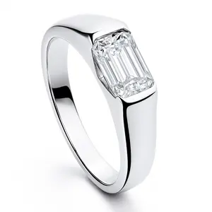 BERRICLE Sterling Silver East-West Solitaire Wedding Engagement Promise Rings for Her, 1 Carat Half Bezel Set Cubic Zirconia CZ Ring