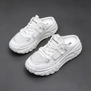 Summer Platform Mule Sneakers for Women, Backless Slip-On Design with Sparkly Accents, Thick Sole for Height Boost,Mesh Breathable & Lightweight Foorwear for All-Day Wear, Comfy Casual Shoes for Summer, Walking & Everyday Outfits,Backless Sneakers