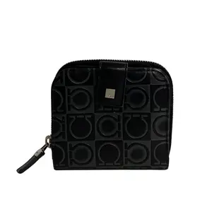 Pre-owned SALVATORE FERRAGAMO Calfskin Small Leather Goods Gancini Leather Wallet