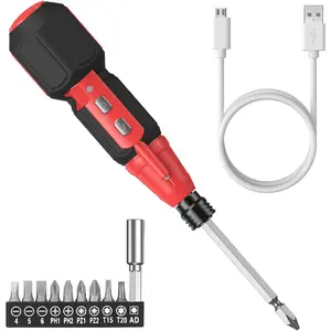 Cordless Power Screwdriver, Rechargeable Electric Screwdriver Sets, Portable Automatic Home Repair Tool Kit, Motorized Screwdriver with USB Cable and LED Lights