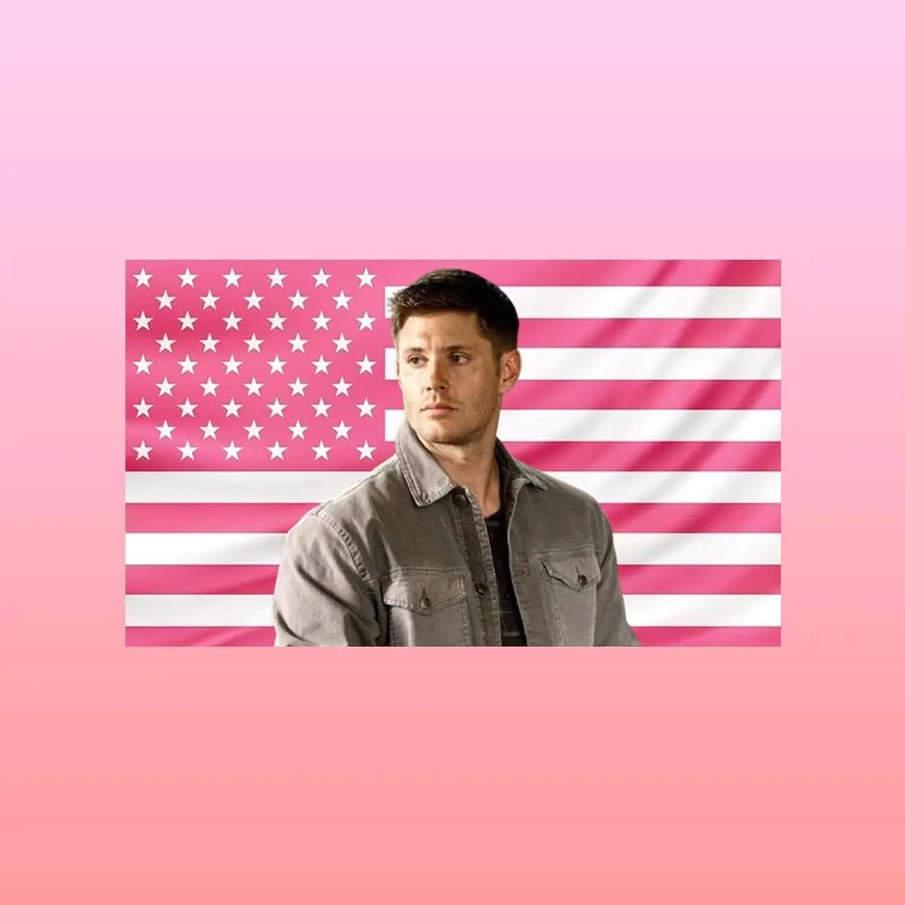 Sam Winchester Pink American Flag Tapestry – Supernatural Wall Art | Aesthetic Fantasy Room Decor Flag Lightweight Indoor Wall Art