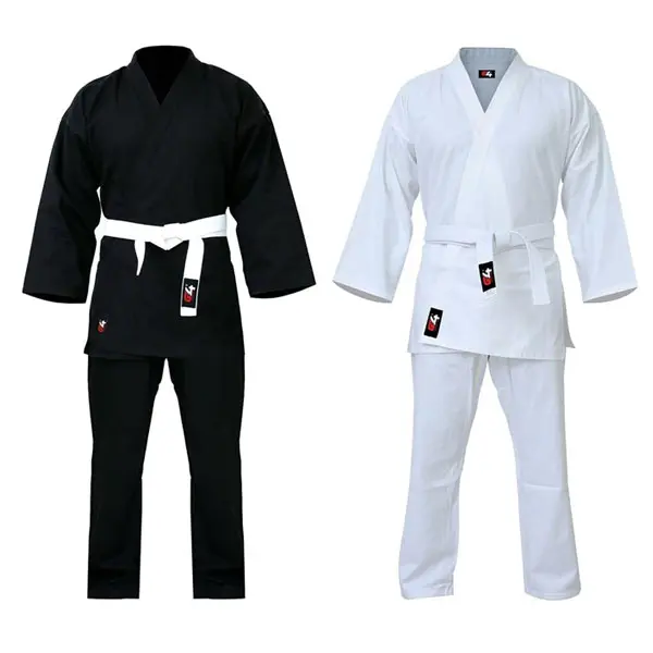 G4 VISION Adult Active Martial Arts Karate Outfits Set - White Long-Sleeve Adjustable Jacket, Elastic Waist, Super Flexible Fit, Free Belt, Reinforced Double Stitched Seams, Protective Gear, Long-Sleeve Workout Set for Martial Arts Training