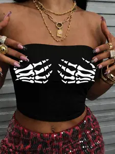 Women's Sexy Halter Top, Tight-Fitting Slimming Design, Fashion Print Pattern, Skin-Fit Fabric, Versatile and Stylish, Suitable for All Seasons