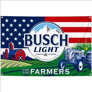 Busch Light For The Farmers 3x5FT Flag – Vintage American Farm Beer Banner, Rustic Barn & Tractor Wall Decor, Garage Man Cave Gift