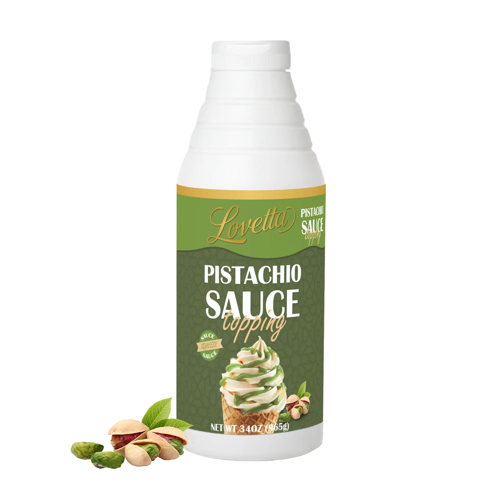 Lovetta Pistachio Sauce 34oz Bottle Smooth Gourmet Topping for Crepes Waffles  Dubai Chocolate Ice Cream Coffee Pastries Ready to Use