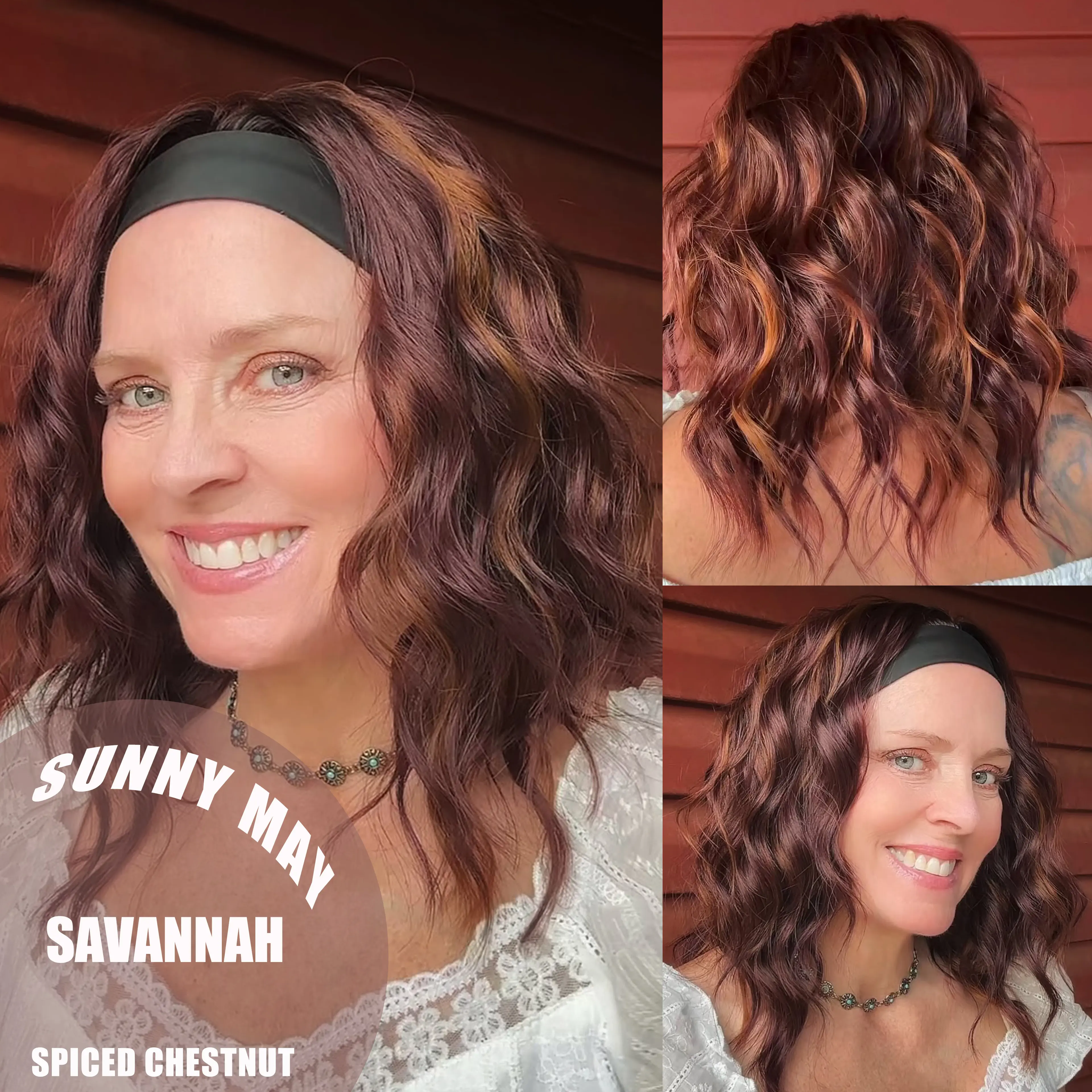 Savannah Sunnymay Women’s Headband Wig, 17-Inch Water Wave Synthetic Wig in Spiced Chestnut, Glueless No Glue Hair Wig, Easy Wear Comfortable Fit, Perfect for Daily Looks