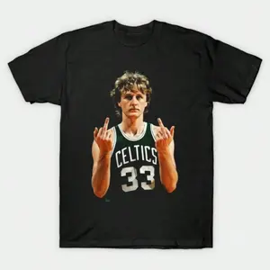 Larry Bird Retro 90s T-Shirt Black Crew Neck Short Sleeve Fitted Summer Top for Men's Vintage Clothing - Womenswear